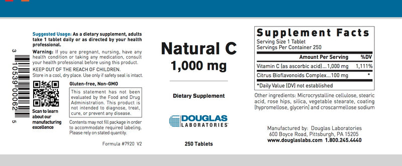 Natural C 1000 mcg(250 tabs) by Douglas Laboratories