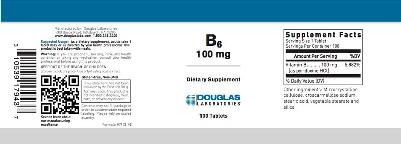 B-6 100 mg (100 tabs) by Douglas Laboratories