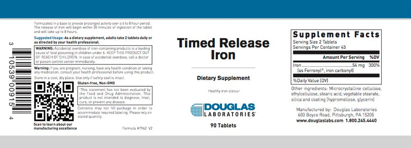 Time Released Iron (90 tabs) by Douglas Laboratories