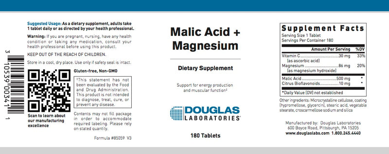 Malic Acid + Magnesium (180 tabs) by Douglas Laboratories