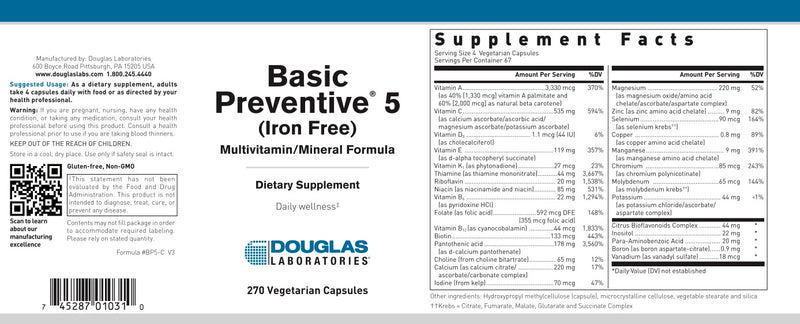 Basic Preventive® 5 IRON FREE (270 Vegetarian)-Caps) by Douglas Laboratories