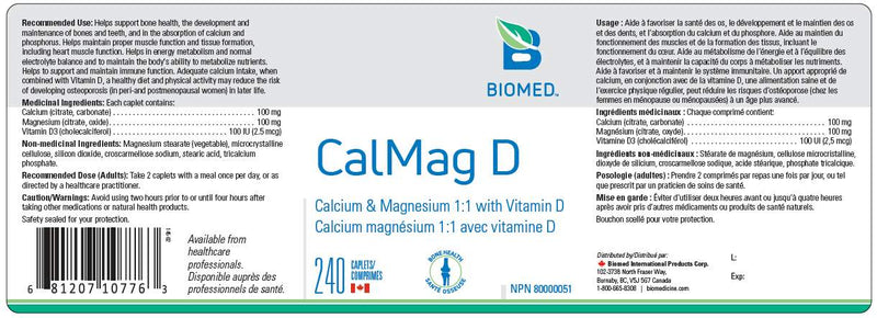 CalMag D 1:1 240 caplets by BioMed