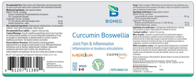 Curcumin Boswellia 60 capsules by BioMed