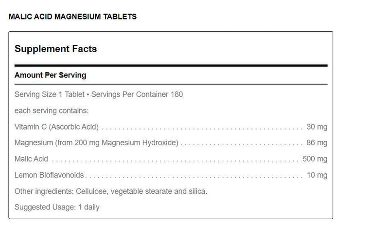 Malic Acid + Magnesium (180 tabs) by Douglas Laboratories