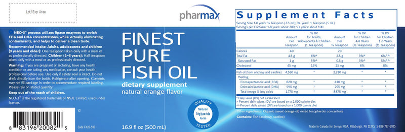 FPFO Liquid W/Essential Oil of Orange  (500 ml) by Pharmax