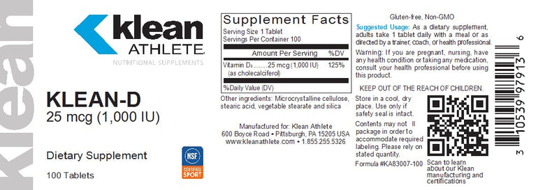 Klean-D 1000 25 mcg (100 Tablets) by Douglas Laboratories