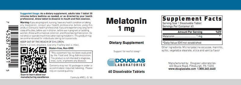 Melatonin 1mg (60 tabs) by Douglas Laboratories