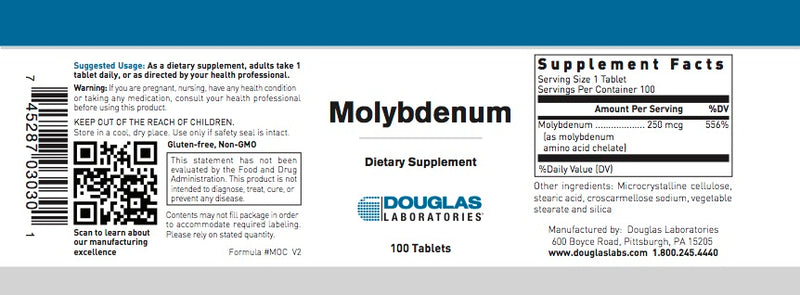 Molybdenum 250 MCG (100 tabs) by Douglas Laboratories