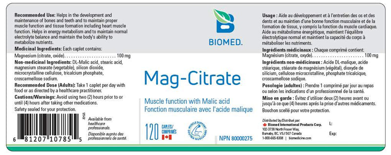 Mag-Citrate 120 caplets by BioMed