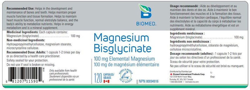 Magnesium Bisglycinate 120 capsules by BioMed