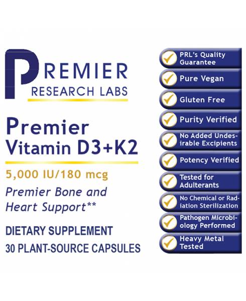 Vitamin D3+K2 .Premier (30Caps) - By Premier Research Labs