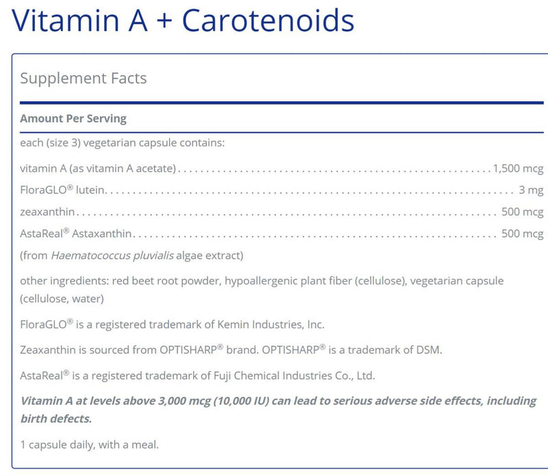 Vitamin A + Carotenoids 90&