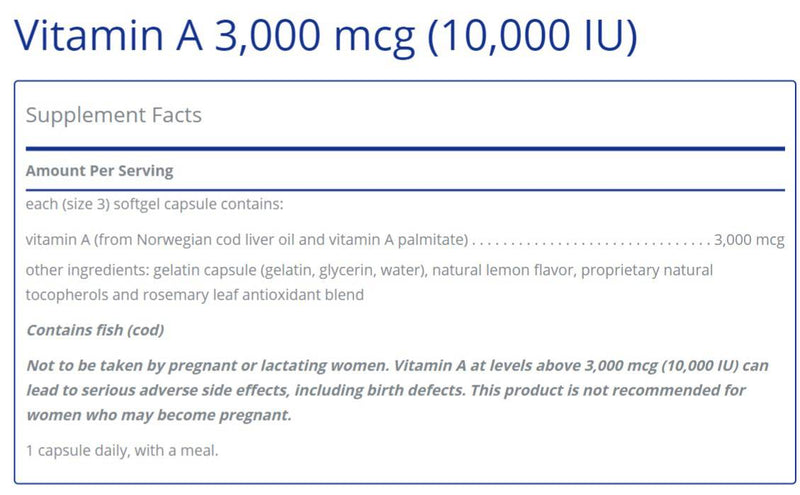Vitamin A 3,000 mcg (10,000 IU) 120&
