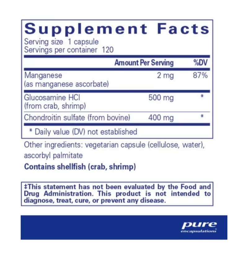 Glucosamine Chondroitin W/ Manganese 120 caps  By Pure Encapsulations