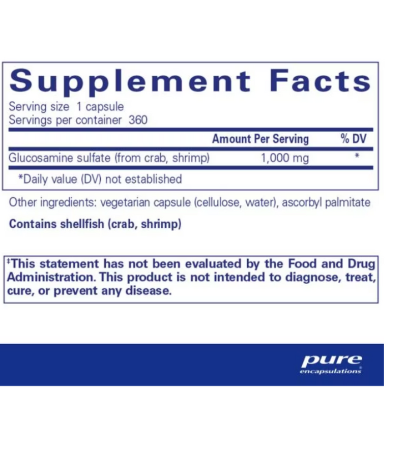 Glucosamine Sulfate 1,000 Mg. 360 caps By Pure Encapsulations