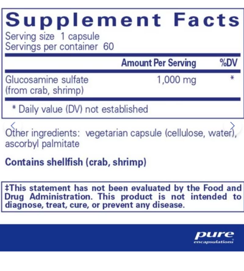Glucosamine Sulfate 1,000 Mg. 60 caps By Pure Encapsulations