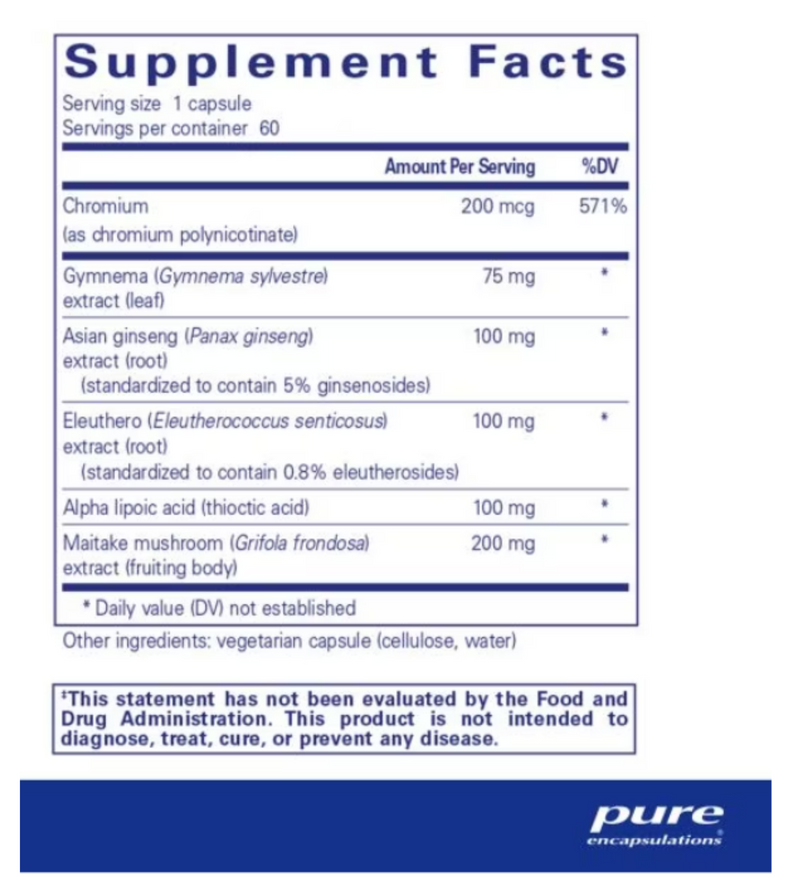 Glucose Support Formula 60 caps  By Pure Encapsulations
