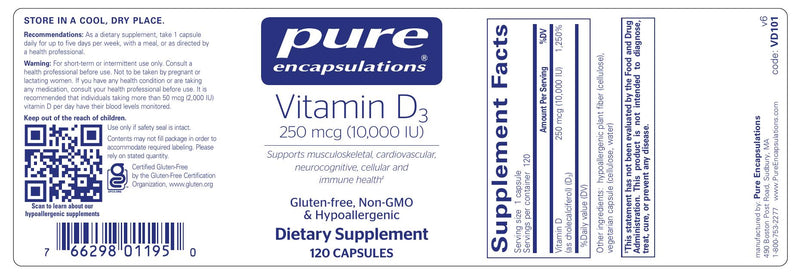 Vitamin D3  250 mcg (10,000 IU) 120&