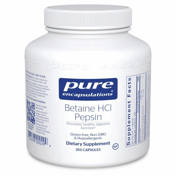 Betaine HCI Pepsin 250 capsules by Pure Encapsulations