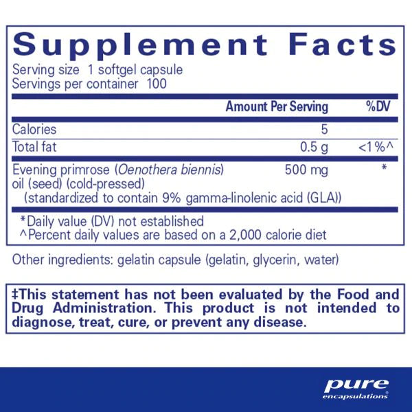EPO - Evening Primrose Oil 500 mg 100 caps  by Pure Encapsulations