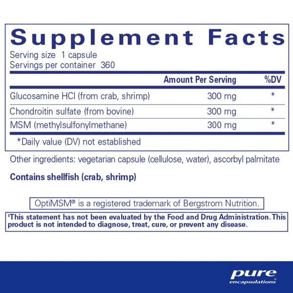 Glucosamine Chondroitin W/ MSM 360 caps  By Pure Encapsulations