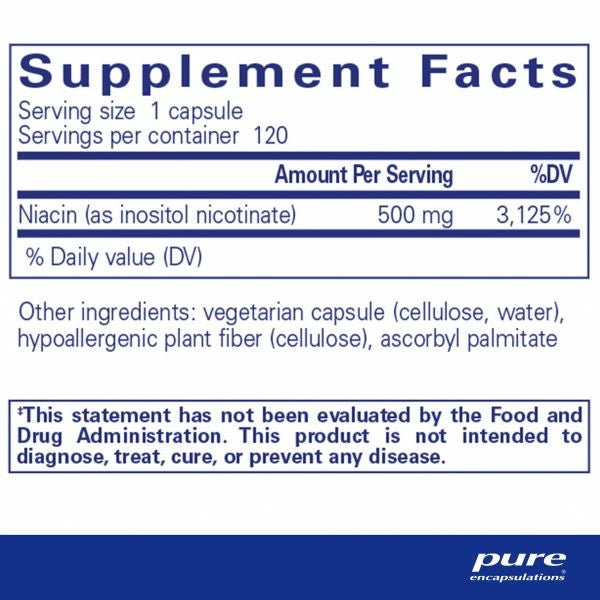 Niacitol 500 Mg ( no flush niacin)  120 caps by Pure Encapsulations