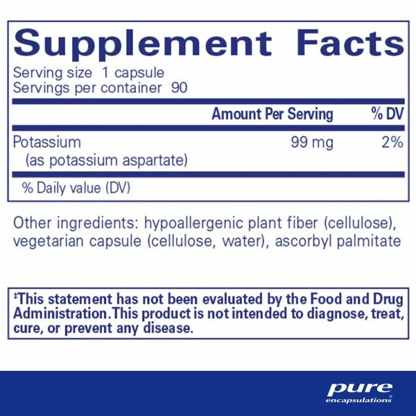 Potassium (Aspartate) 90 caps by Pure Encapsulations