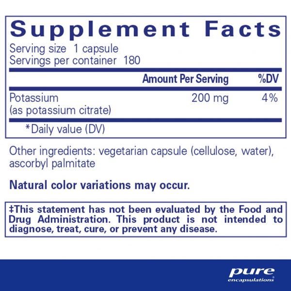 Potassium (Citrate) 180 caps  by Pure Encapsulations